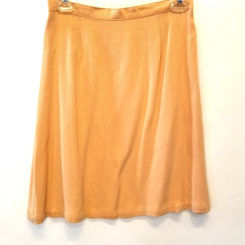 Vintage‎ 90's Silk Tencel Elasticized Skirt Trendy Mustard Yellow Size 12